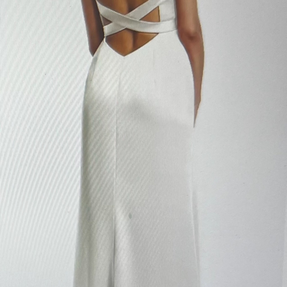 Dessy Collection Ivory/White Simple Prom Gown